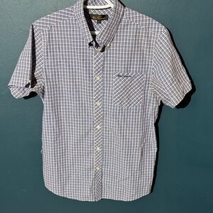 Ben Sherman Men's Blue and White Plaid Button Down Shirt